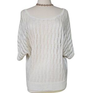 Maurices Womens Sweater L White Oversized Open Knit Batwing  Chic Cottagecore